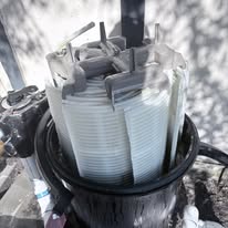 Pool filter during maintenance